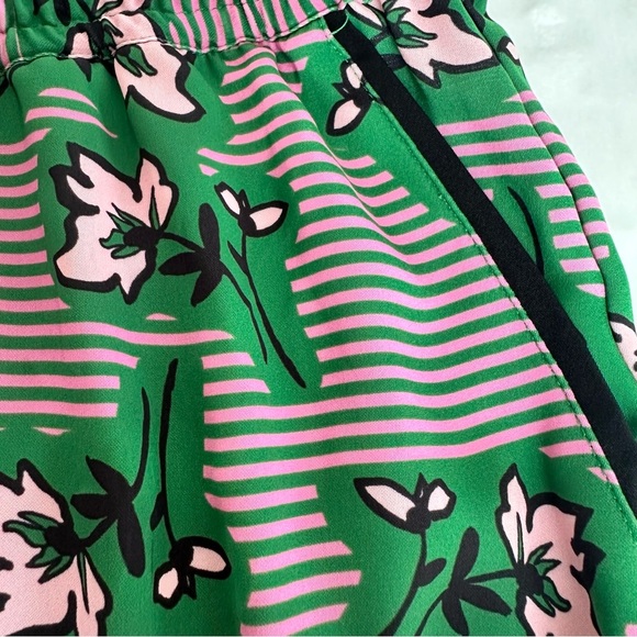 Eloquii Plus Size Green and Pink Striped Floral Shorts - Picture 8 of 9